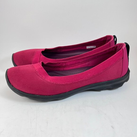 Crocs Women’s Busy Day Stretch Asymmetrical Wedge Loafers Shoes  Size 9 Red - Picture 1 of 6
